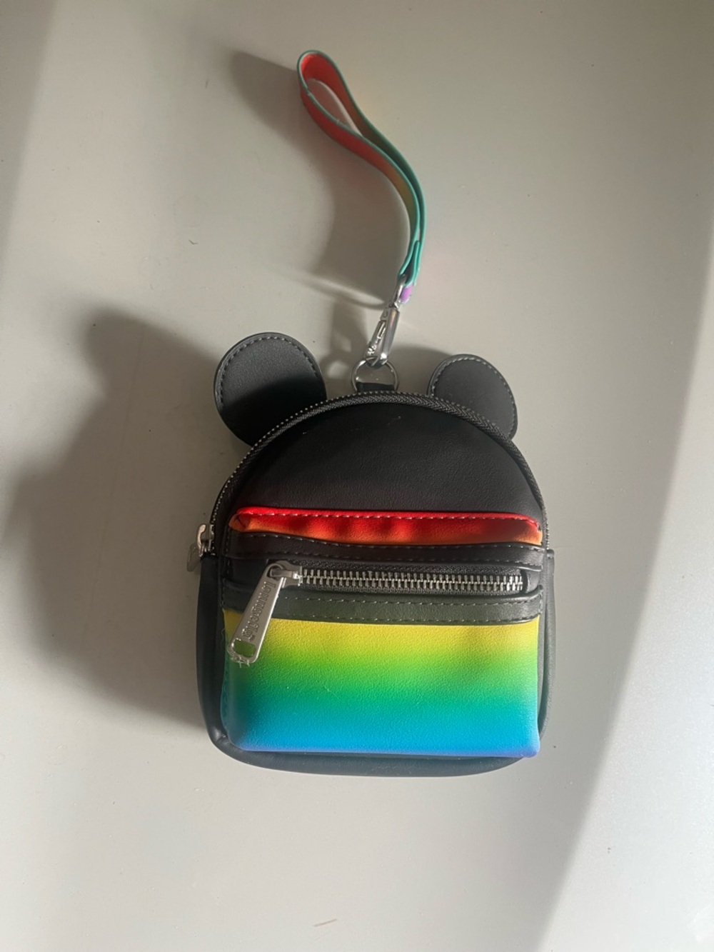 Disney Loungefly Kids Mini Backpack Coin Purse with Rainbow Front and Black Ears